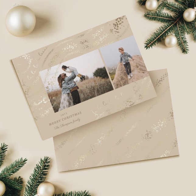 Cartão De Festividades Fa La Magical Dourado Christmas Carol Two Photo (Criador carregado)