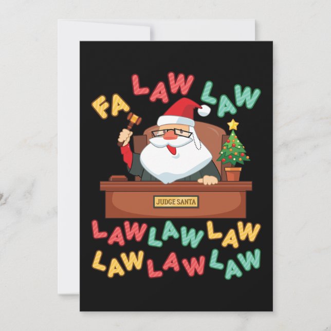 Cartão De Festividades Fa Law Law Advogado Engraçado Papai Noel Juiz Nata (Frente)