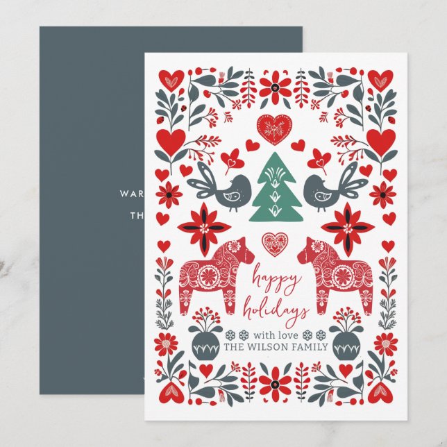 Cartão De Festividades Fábrica de Artes Nórdicas Escandinavas (Frente/Verso)