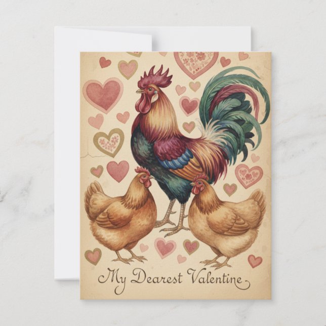 Cartão De Festividades Fabulous Rooster Valentine's Day greeting (Frente)