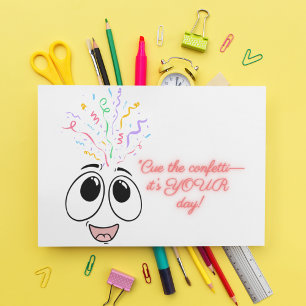 Cartão De Festividades Faça o confetti na placa de Aniversário de criança