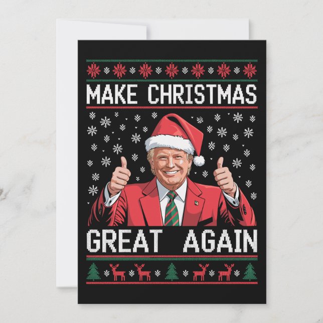 Cartão De Festividades Faça o Natal Grande Novamente Xmas Trump Pijama Fe (Frente)
