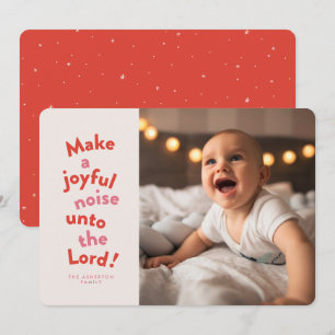 Cartão De Festividades Faça um barulho alegre Natal religioso vermelho di