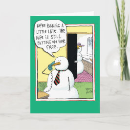 Cartão De Festividades Face Em Snowman Engraçado Card