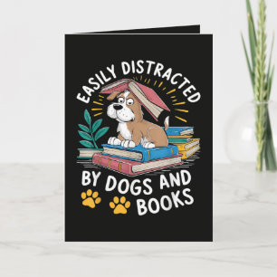 Cartão De Festividades Facilmente Distraído por Cães e Livros Pets Divert