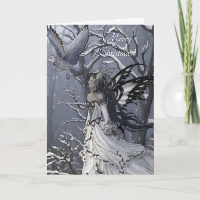 Cartão De Festividades fada-borboleta-de-inverno (Frente)