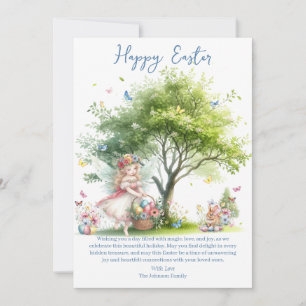 Cartão De Festividades Fada da Primavera de Páscoa em Aquarela