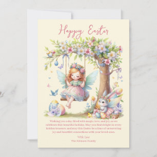 Cartão De Festividades Fada da Primavera de Páscoa em Aquarela
