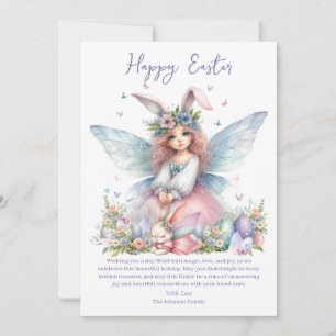 Cartão De Festividades Fada da Primavera de Páscoa em Aquarela