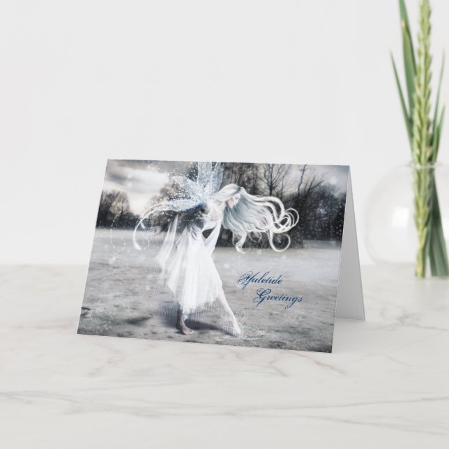 Cartão De Festividades Fada de inverno Yule (Frente)