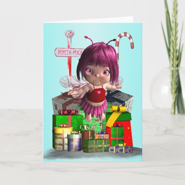 Cartão De Festividades Fada de Natal (Frente)