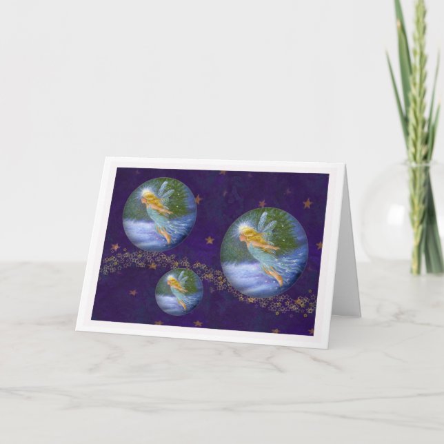 Cartão De Festividades Fada Mágica De Inverno De Twinkling (Frente)