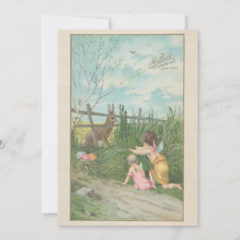 Cartão De Festividades Fadas bonitas e bonitinhas, ovos de coelho da Pásc