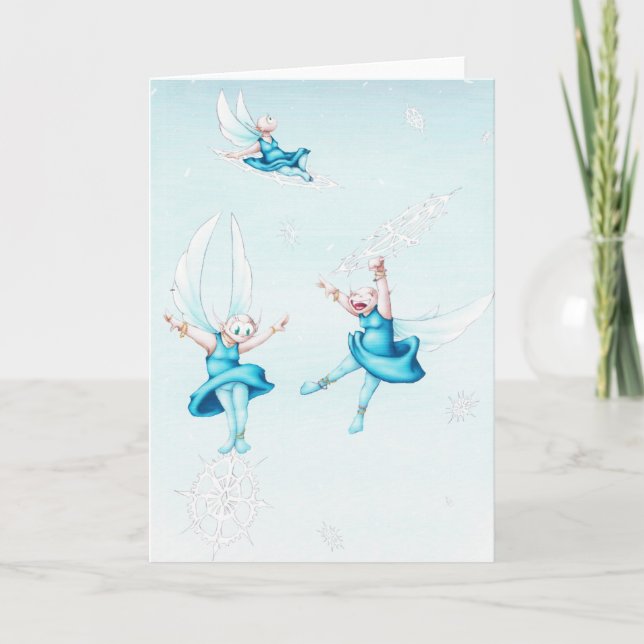 Cartão De Festividades Fadas da Neve (Frente)