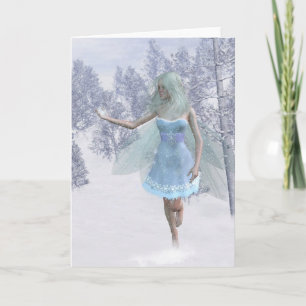 Cartão De Festividades Fadas de inverno frias que captam flocos de neve