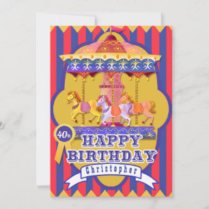 Cartão De Festividades Fair Carousel Birthday