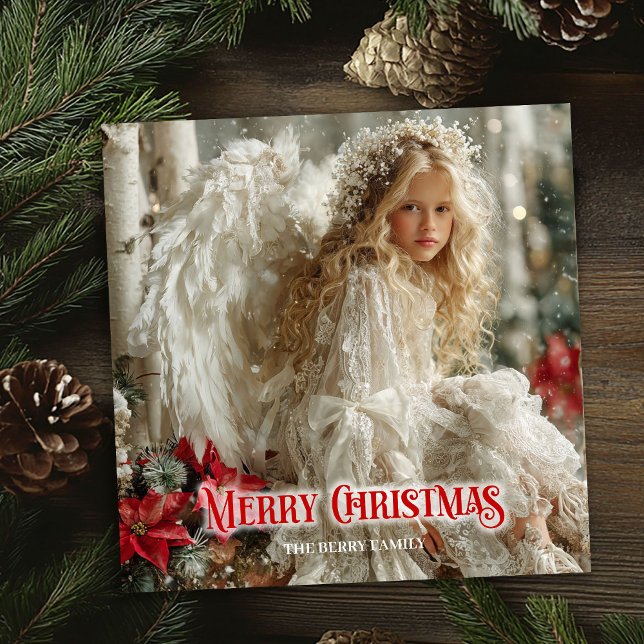Cartão De Festividades Fairy angelic angel red gold festive enchanting  (Fairy angelic angel red gold festive enchanting card)