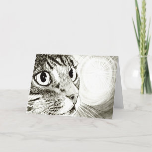 Cartão De Festividades Fairy Light Tabby Cat Fantasy Art Card