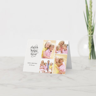 Cartão De Festividades Faith Hope ama Black & Cinza Photo Christmas Card