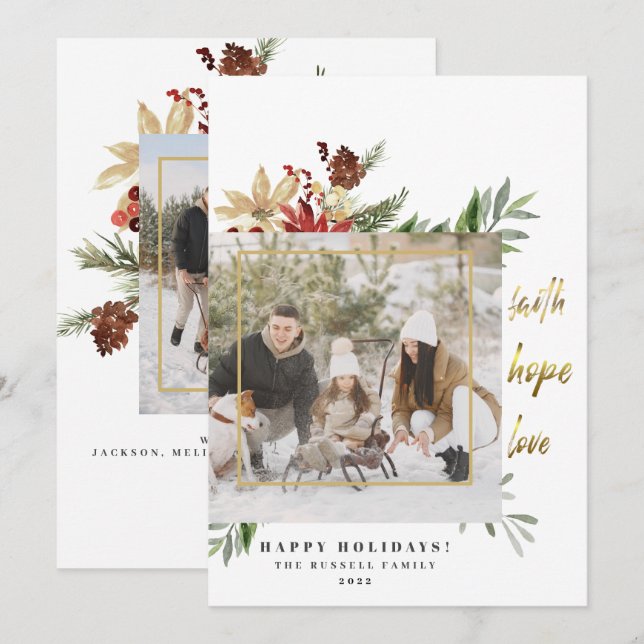 Cartão De Festividades Faith Hope Love Elegante Duas Imagens (Frente/Verso)