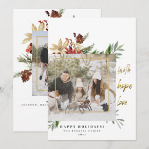 Cartão De Festividades Faith Hope Love Elegante Duas Imagens