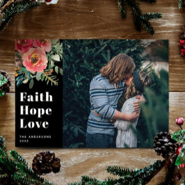 Cartão De Festividades Faith Hope Love | Natal Religioso Negro