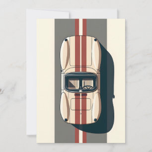 Cartão De Festividades Faixa de Carro de Corrida Minimalista Retro