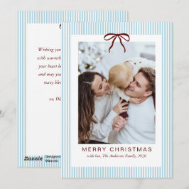 Cartão De Festividades Faixas Clássicas Laço Vermelho Feliz Natal Foto