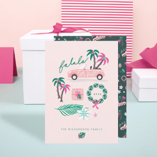 Cartão De Festividades Fala De Natal Tropical Deixa O Rosa Rolar Convertí