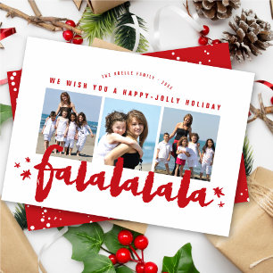 Cartão De Festividades Falalalala Brush Script Stars Colagem de Fotos Mod