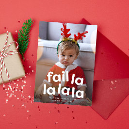 Cartão De Festividades Falha engraçada e fofa de Natal em uma foto vermel