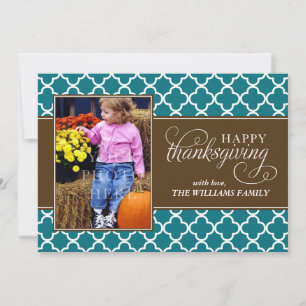 Cartão De Festividades Fall Quatrefoil Patterno de Ação de Graças Foto