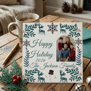 Cartão De Festividades Família Botânica Popular Personalizada Foto Natal