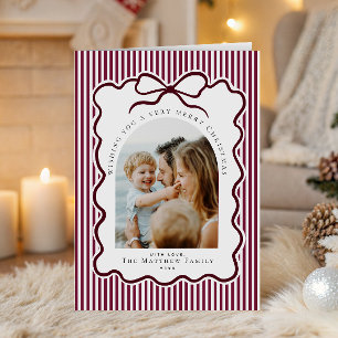 Cartão De Festividades Família Burgundy Coquette Foto de Natal