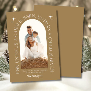 Cartão De Festividades Família Cristã Natal Foto Escritura Ouro