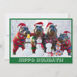 Cartão De Festividades Família Cute Hippo em pijama Personalizada