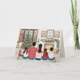 Cartão De Festividades Família de 5 Menino Duas Meninas, Natal Família ao