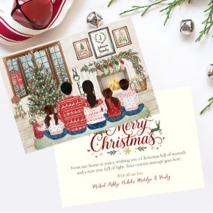 Cartão De Festividades Família de 5 Menino Duas Meninas, Natal Família ao