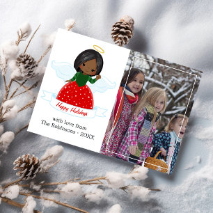 Cartão De Festividades Família de Anjo Fofo Foto de Feliz Férias