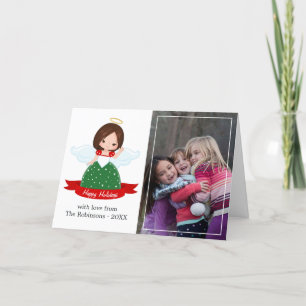 Cartão De Festividades Família de Anjo Fofo Foto de Feliz Natal