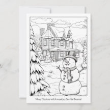 Família de Boneco de Neve Fofo Arte para Colorir N