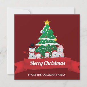 Cartão De Festividades Família de Boneco de Neve Natal Feliz Personalizad