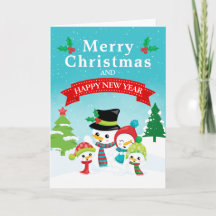 Família de Boneco de Neve Natalício Festivo