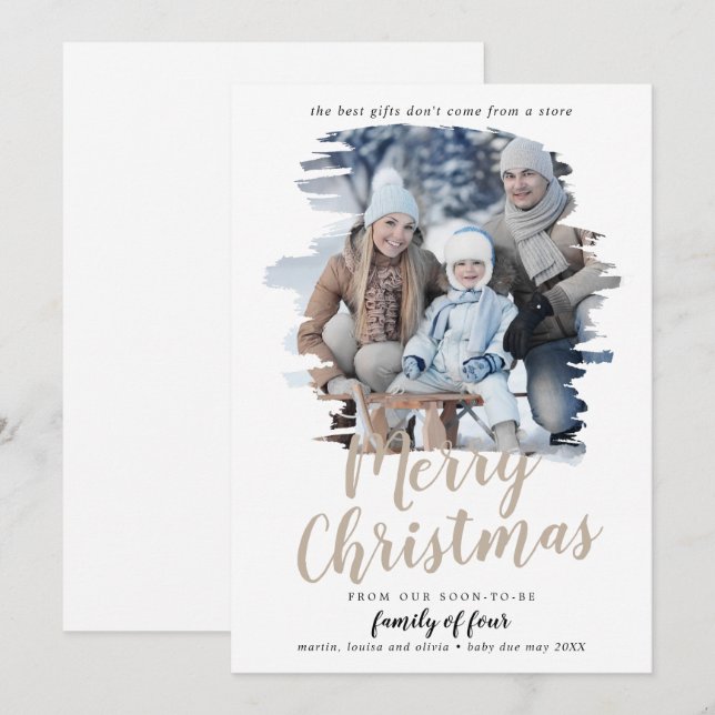 Cartão De Festividades Família de Bronzeados Brutos de Quatro Gravidez Fo (Frente/Verso)