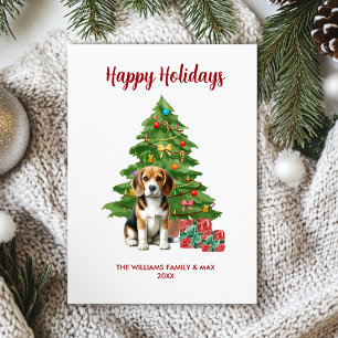 Cartão De Festividades Família de Cachorro Beagle Natal