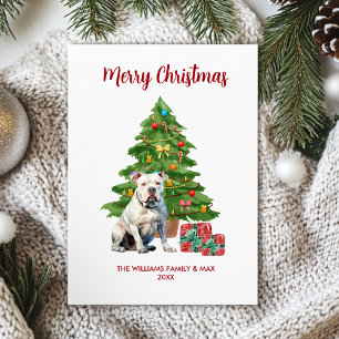 Cartão De Festividades Família de Cachorro Bulldog Natal