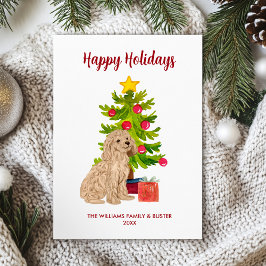 Cartão De Festividades Família de cachorro Goldendoodle Natal