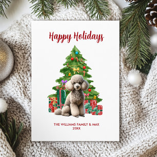 Cartão De Festividades Família de Cachorro Poodle Fofo no Natal