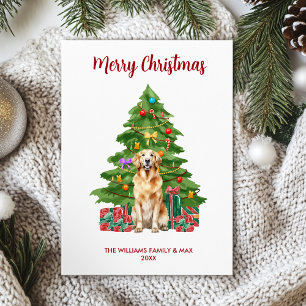 Cartão De Festividades Família de Cachorro Retriever Dourado no Natal