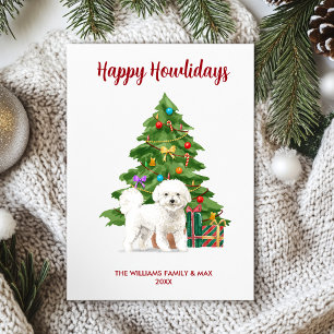 Cartão De Festividades Família de Cães Bichon Frise no Natal